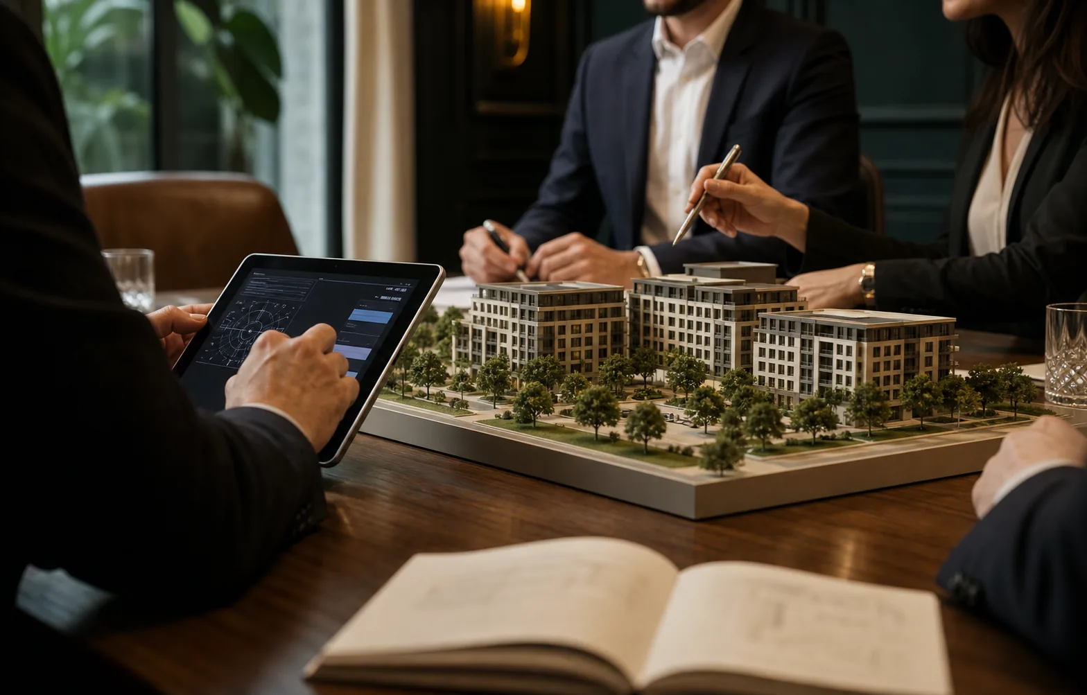 Apresentação de projeto imobiliário em reunião